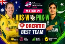 AUS-W vs PAK-W Dream11 Team Match 21 T20 WC 2026