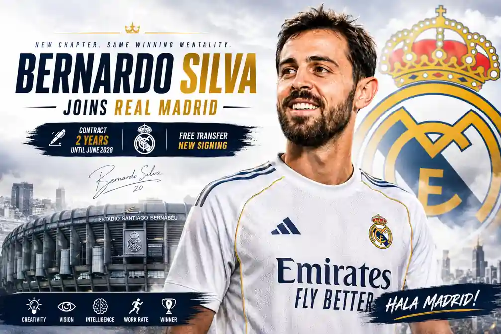 Official: Bernardo Silva joins Real Madrid On a 2-Year Deal 1 Official: Bernardo Silva Joins Real Madrid on Free Transfer