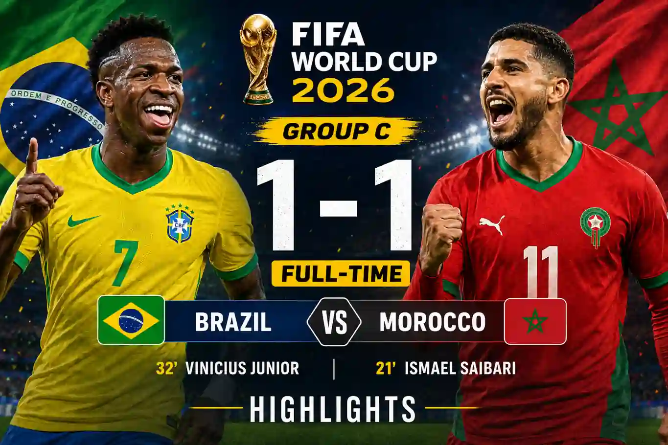 Brazil vs Morocco Group Match Highlights FIFA WC 2026