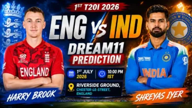 ENG vs IND Dream11 Prediction 1st T20I 2026 Harry Brook Shreyas Iyer