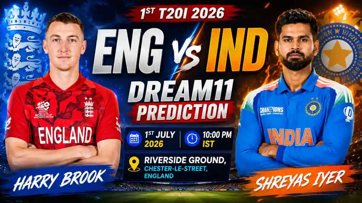 ENG vs IND Dream11 Prediction 1st T20I 2026 Harry Brook Shreyas Iyer