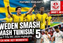 Sweden vs Tunisia Group F Fifa WC 2026 Highlights