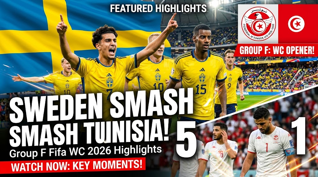 Sweden vs Tunisia Group F Fifa WC 2026 Highlights: Five-Star Sweden Crushes Eagles of Carthage 1 Sweden vs Tunisia Group F Fifa WC 2026 Highlights