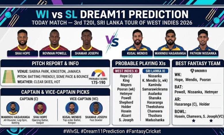 WI vs SL Dream11 Prediction Today Match