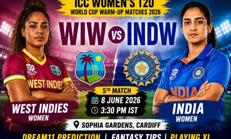 WIW vs INDW Dream11 Prediction for ICC Women's T20 World Cup Warm-up Match 2026. Check fantasy tips, probable playing XI, pitch report, captain choices, and match prediction.