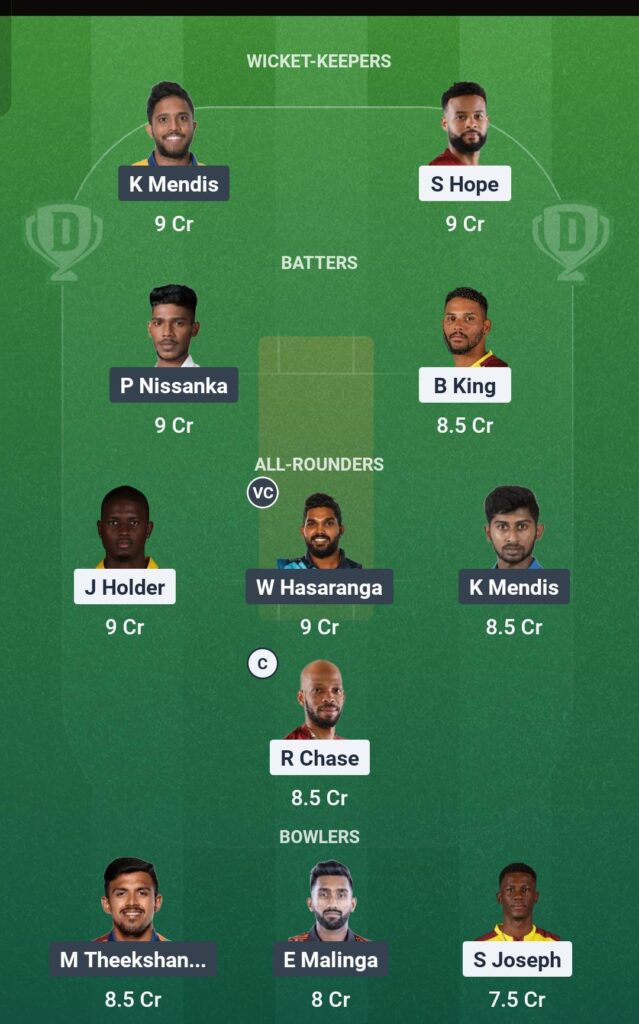 WI vs SL Dream11 Prediction Today Match