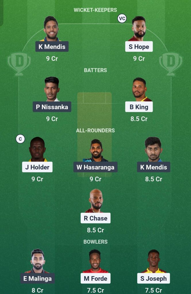 WI vs SL Dream11 Prediction Today Match