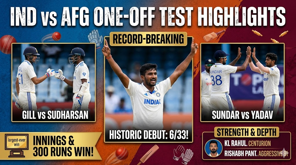 IND vs AFG One-off Test Highlights 2026 : India’s Historic Record-Breaking Win!