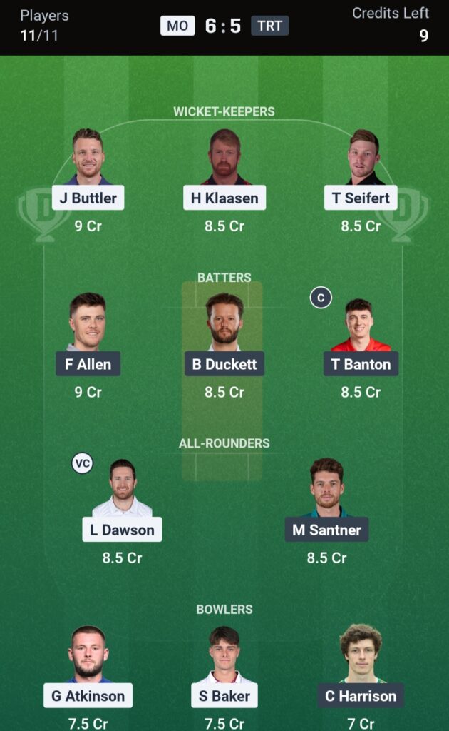 MO vs TRT Dream11 Prediction Today Match, Match 14, The Hundred Men's 2026: Playing XI, Pitch Report, Fantasy Team Tips 3 Mo vs trt dream11 prediction captain jos Buttler vc m santner
