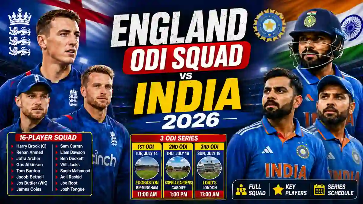 England ODI Squad vs India 2026