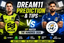 SOB vs ML Dream11 Team Today Match 9