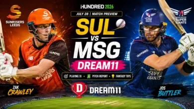 Sunriser Leeds vs Manchester Super Giants Dream11 Prediction Today Match, Playing 11, Pitch Report & Stats | The Hundred 2026, July 28 2 SUL vs MSG Dream11