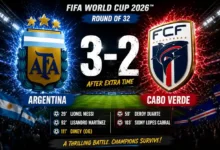 Argentina vs Cabo Verde Highlights Round Of 32 featured image showing Argentina's 3-2 extra-time win at the FIFA World Cup 2026