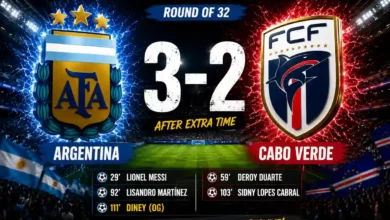 Argentina vs Cabo Verde Highlights Round Of 32 featured image showing Argentina's 3-2 extra-time win at the FIFA World Cup 2026