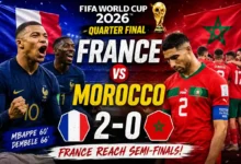 France vs Morocco FIFA Quarter Final Highlights as Kylian Mbappe and Ousmane Dembele guide France to a 2-0 victory in the FIFA World Cup 2026.