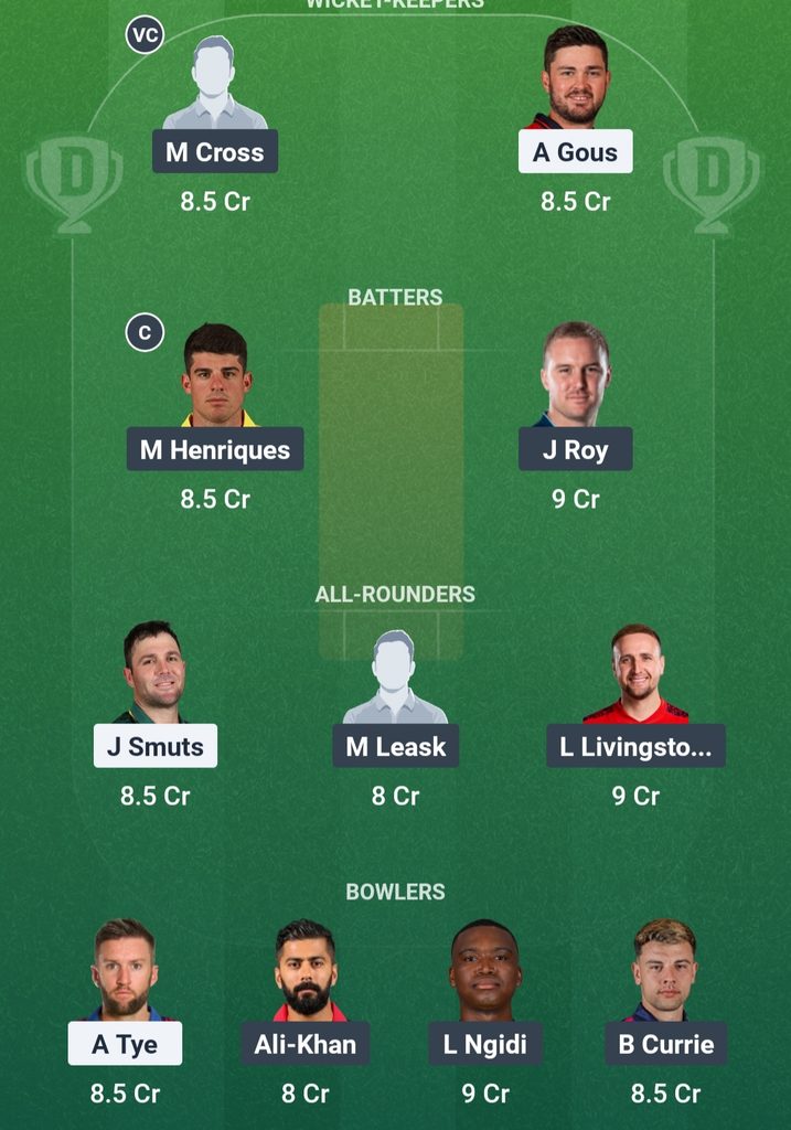 ECR vs GLC Dream11 Prediction