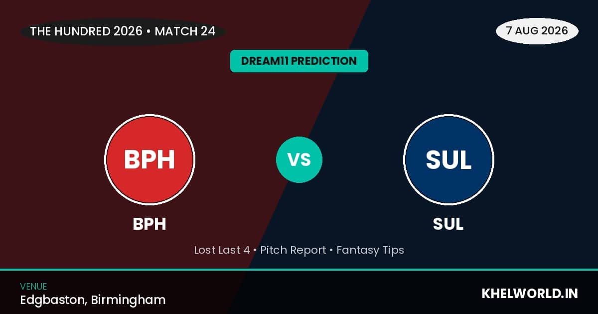 BPH vs SUL Dream11 Prediction, Match 24, The Hundred Men's 2026: Playing XI, Pitch Report 1 BPH vs SUL Dream11 Prediction