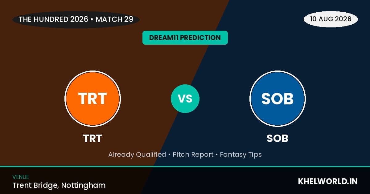 TRT vs SOB Dream11 Prediction, Match 29, The Hundred Men's 2026: Playing XI, Pitch Report 1 33 trt vs sob dream11