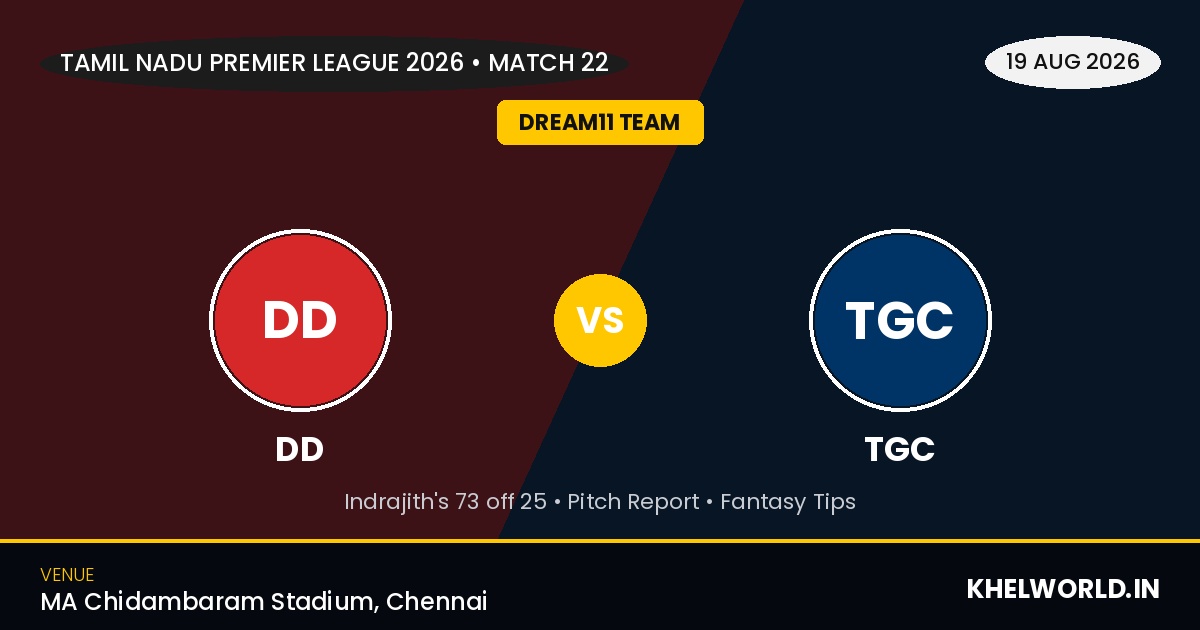 DD vs TGC Dream11 Team, TNPL 2026 Match 22: Playing XI, Pitch Report, Fantasy Tips 1 DD vs TGC Dream11 Team