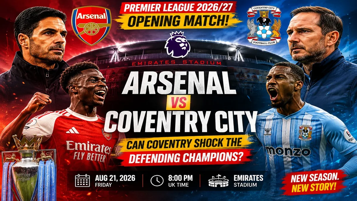 arsenal vs coventry premier league 2026 27