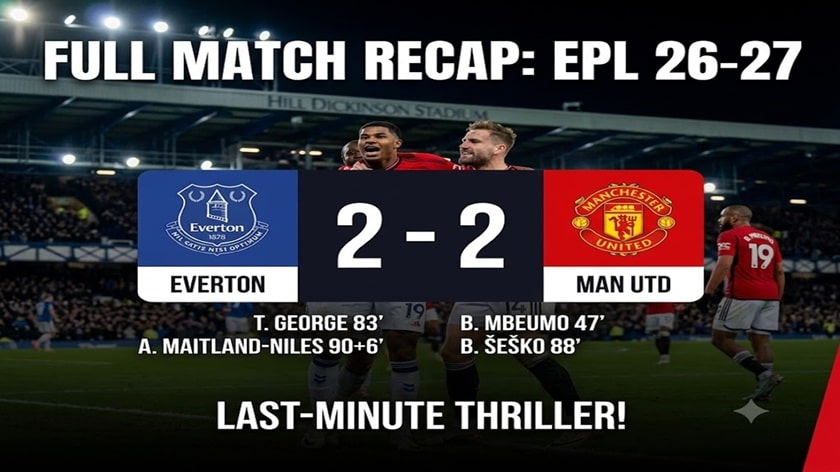 Everton vs Manchester United Full Match Recap EPL 26-27: 2-2 Stoppage-Time Thriller 1 Everton vs Manchester United Full Match Recap EPL 26-27 , 2-2 Stoppage-Time Thriller