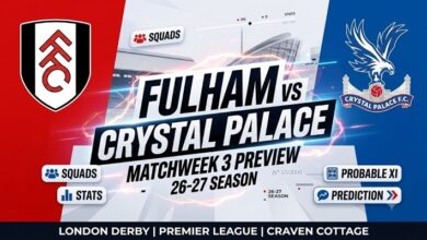 Fulham vs Crystal Palace Matchweek 3 Preview 26-27: Squads, Stats & Best XI 20 Fulham vs Crystal Palace Matchweek 3 Preview 26-27: Squads, Stats & XI