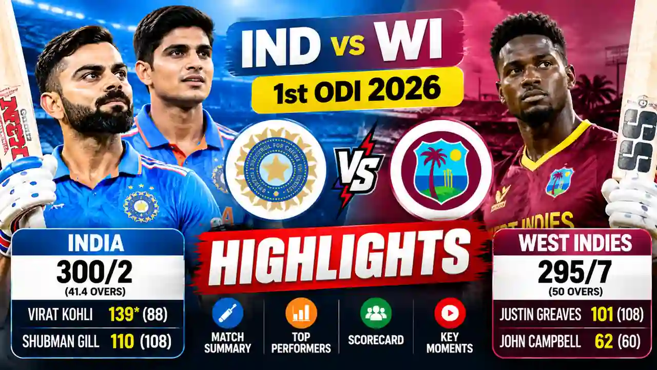 IND vs WI 1st ODI Highlights 2026 India vs West Indies scorecard