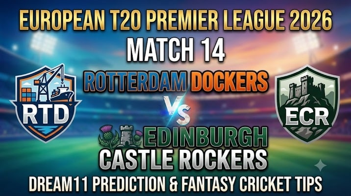 RTD vs ECR Dream11 Prediction Match 14 ETPL 2026: Playing 11, Pitch Report & Best Fantasy Team 1 RTD vs ECR Dream11 Prediction Match 14 ETPL 2026