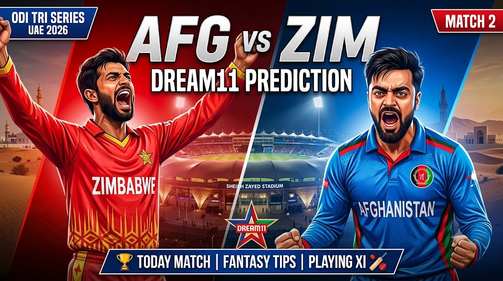 AFG vs ZIM Dream11 Prediction Match 2, UAE ODI Tri-Series 2026: Best Fantasy Tips 1 AFG vs ZIM Dream11 Prediction Match 2 UAE ODI Tri-Series 2026