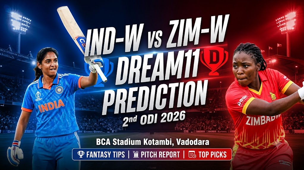 IND-W vs ZIM-W Dream11 Prediction 2nd ODI 2026 –Best Fantasy Tips, Pitch Report 1 IND-W vs ZIM-W Dream11 Prediction 2nd ODI 2026