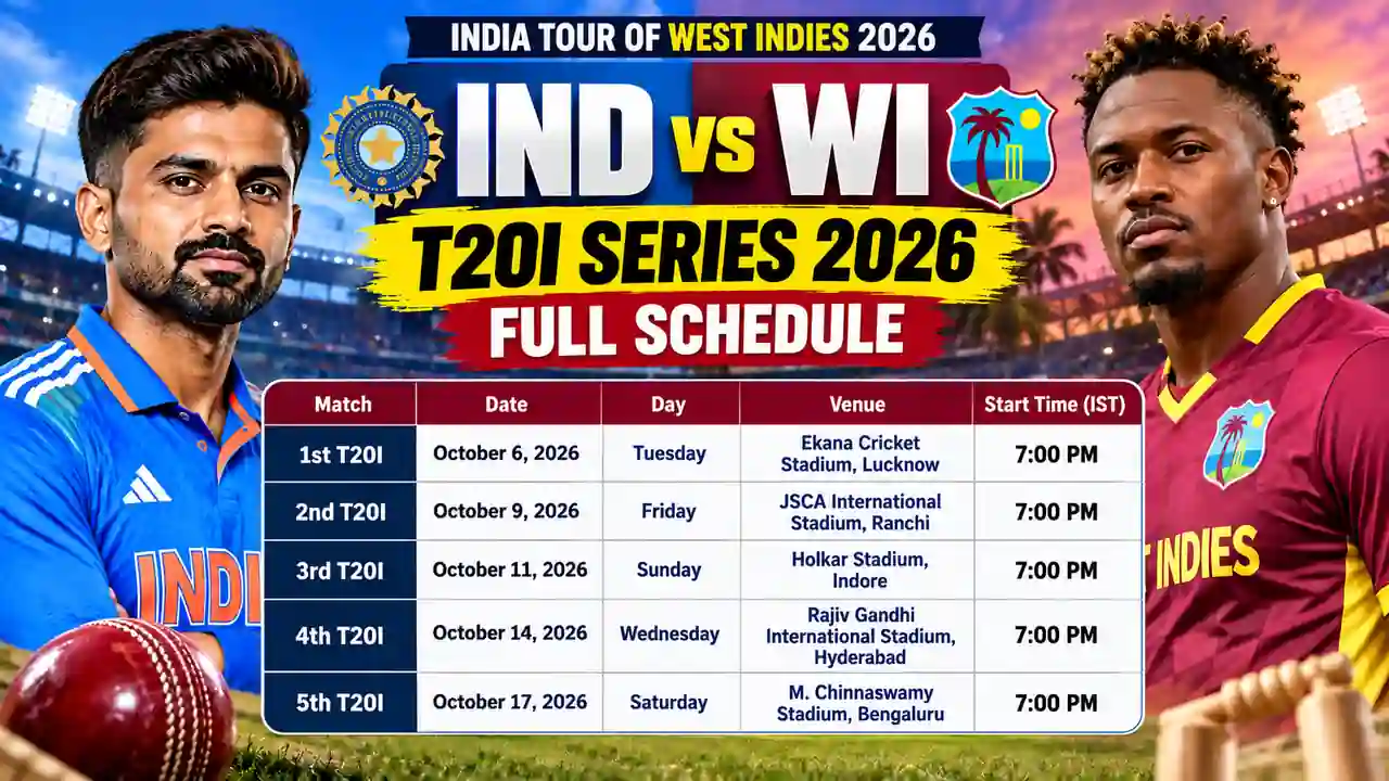 IND vs WI T20I Series 2026 Full Schedule, Squads & Best Dream11 Team 1 IND vs WI T20I Series 2026 Full Schedule