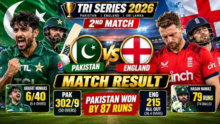 PAK vs ENG ODI Tri-Series 2026 Match 2 Summary: Pakistan Win by Massive 87 Runs 1 PAK vs ENG ODI Tri-Series 2026 Match 2 Summary: Pakistan Win by Massive 87 Runs