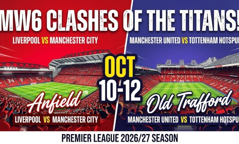 Premier League Matchweek 6 Fixtures Season 26-27
