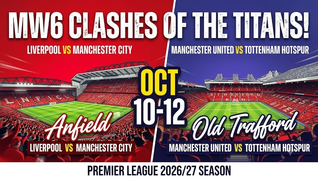 Premier League Matchweek 6 Fixtures Season 26-27
