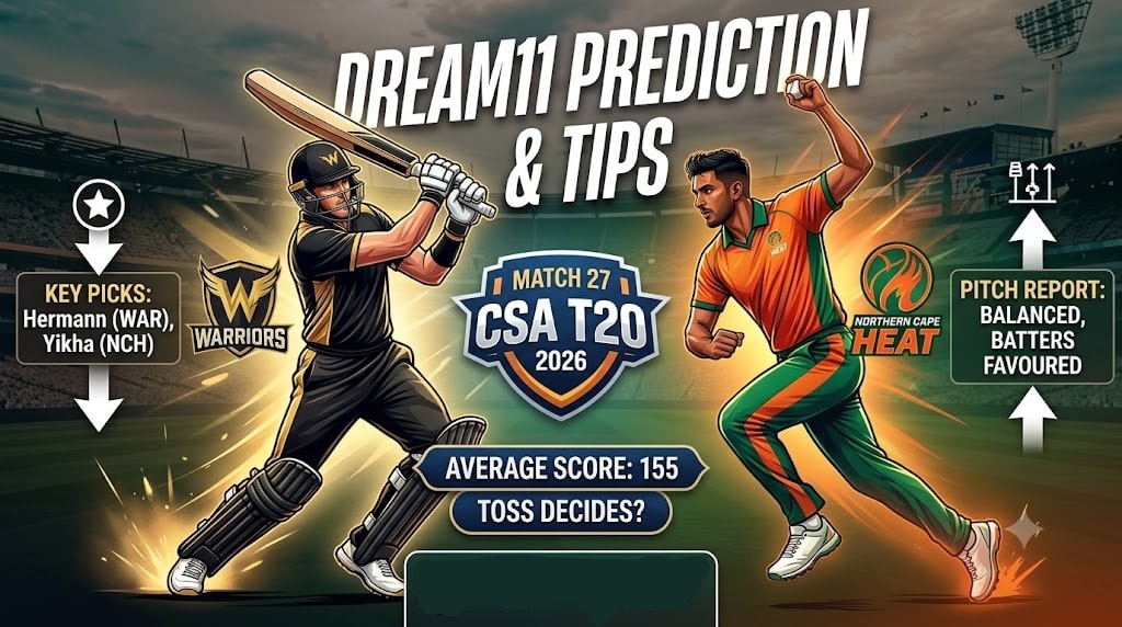 WAR vs NCH Dream11 Team Prediction Match 27 CSA T20 2026