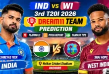 Ind vs WI Dream11 Team 3rd T20I 2026 prediction