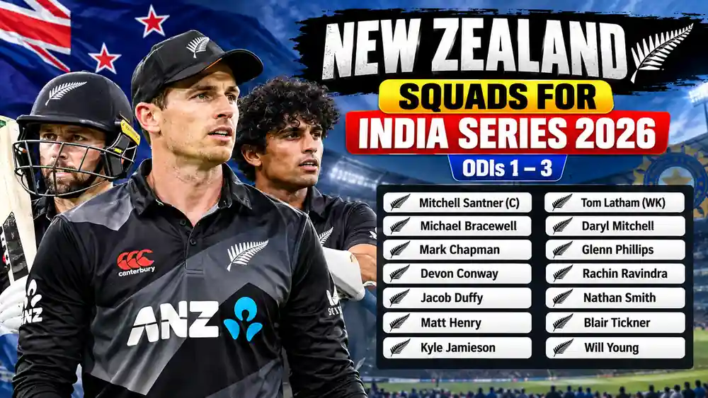 New Zealand Squads for India Series 2026: Complete ODI & T20 Squad Breakdown 1 New Zealand Squads for India Series 2026: Complete ODI & T20 Squad Breakdown